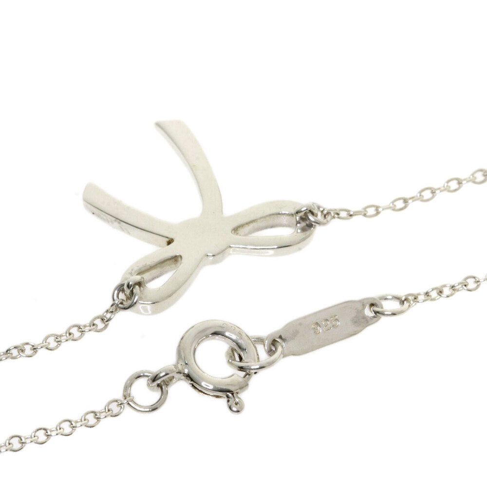 Tiffany Co bow ribbon necklace silver